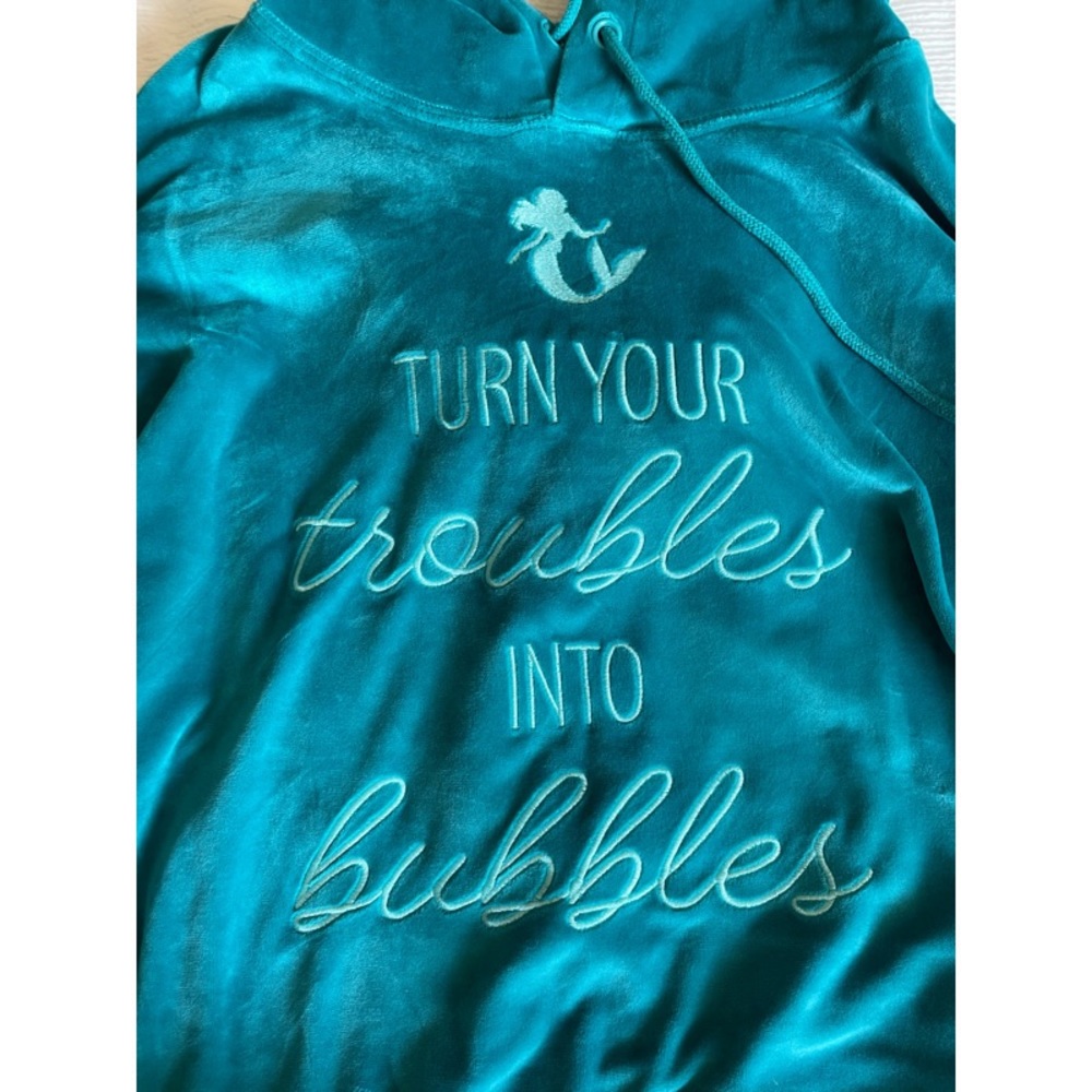 DISNEY LITTLE MERMAID VELOUR FLEECE HOODIE PULLOVER SZ L AUTHENTIC